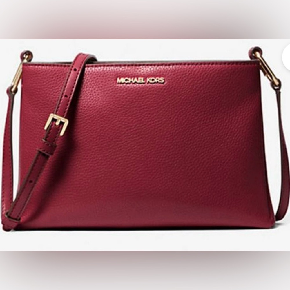 Michael Kors Deep Red Leather Crossbody Bag